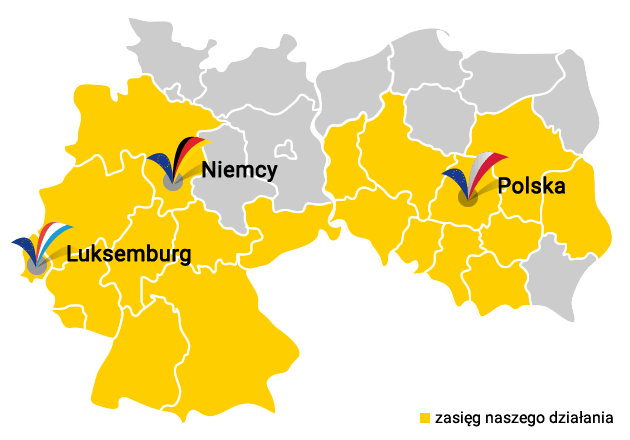 Mapa przejazdów na trasie Polska - Niemcy - Luksemburg